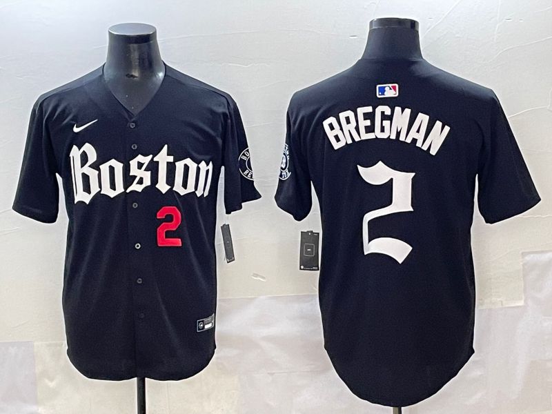 Men 2025 Boston Red Sox #2 Bregman Black Five generations Joint Name Nike MLB Jersey style 2->boston red sox->MLB Jersey
